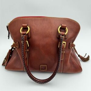 Dooney and Bourke Domed Buckle Satchel, Saddle Leather